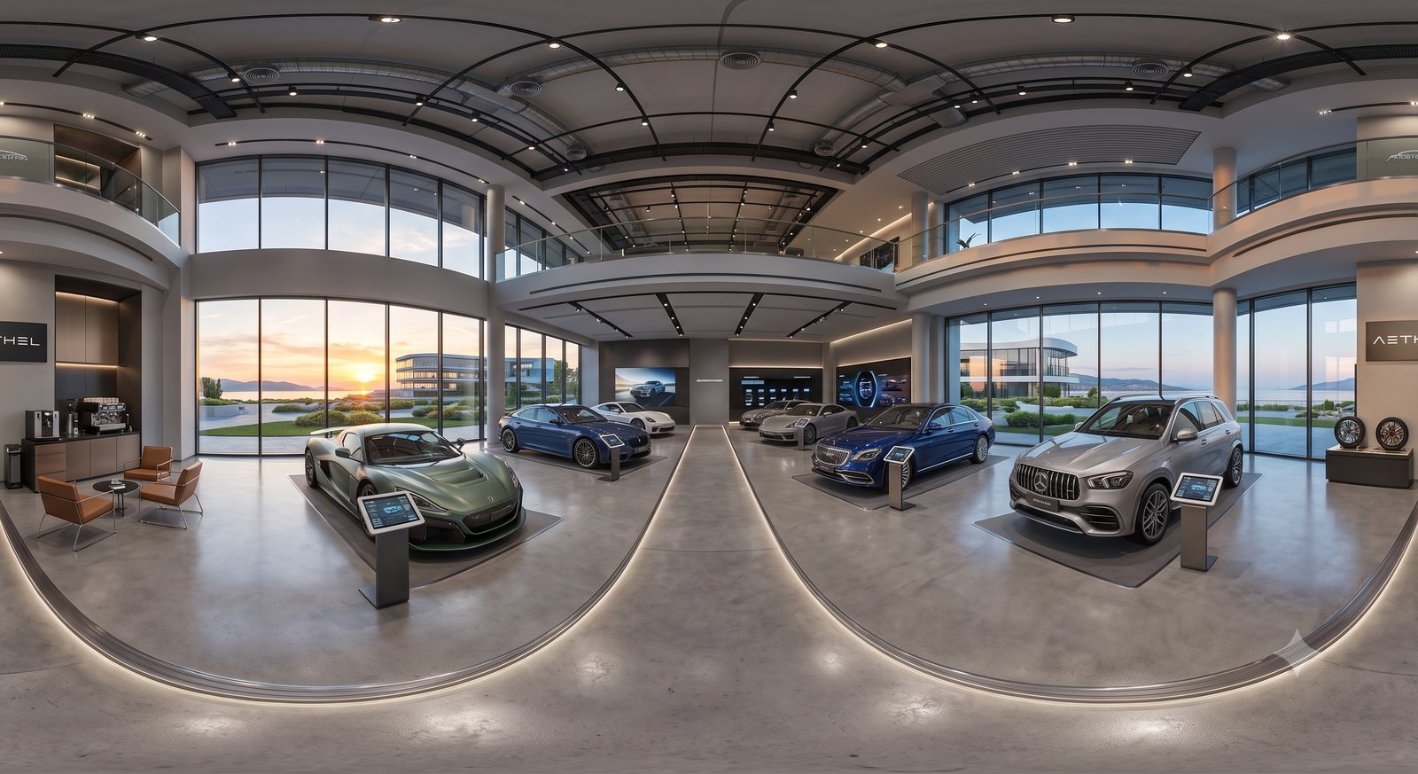 Car dealership showroom interior